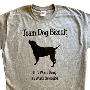 🆕 Team Dog Biscuit Black Labrador Gray Tee Shirt NWOT